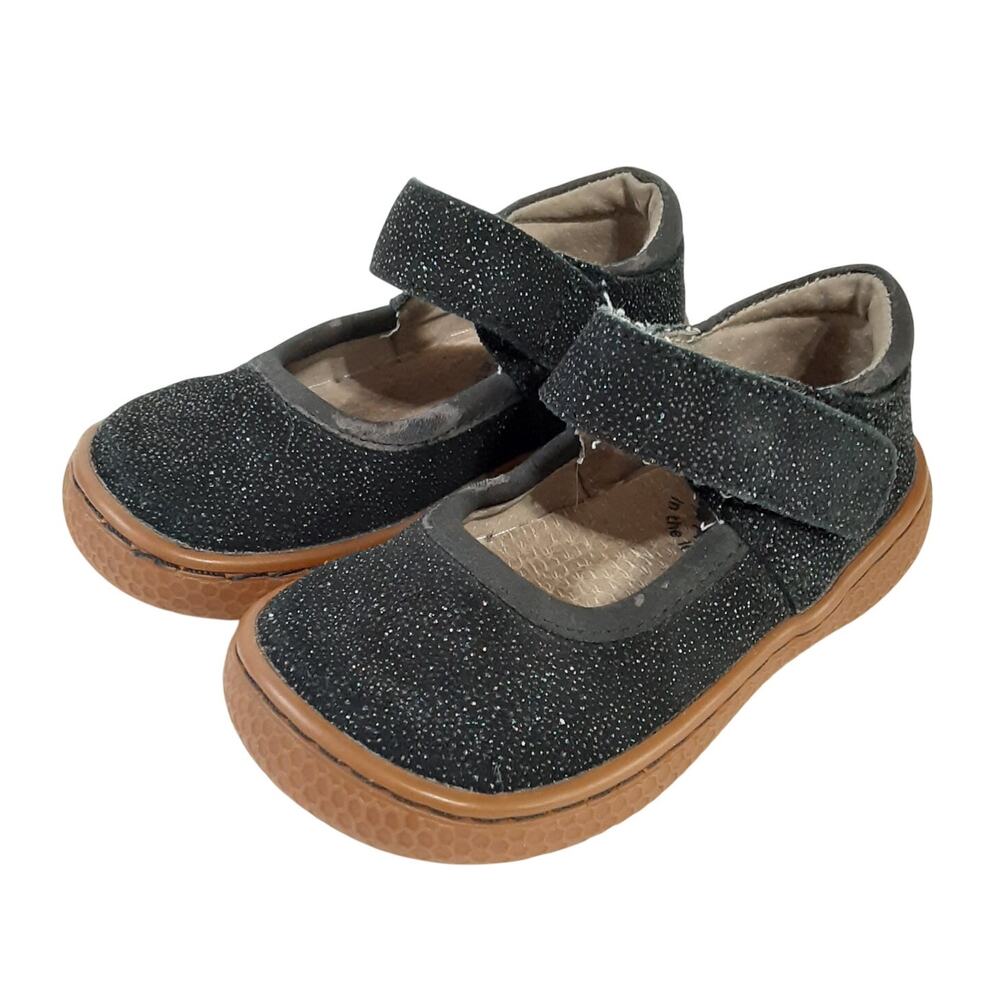 Livie & Luca Girls Gemma Mary Janes Black Glitter Ballet Flats Kids 5 Dress Shoe